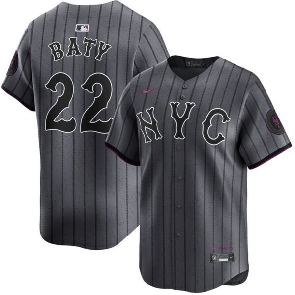 Brett Baty Youth City Connect Jersey - NY Mets 2024 Limited Kids Jersey
