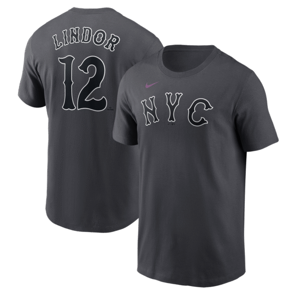 Franciso Lindor Youth City Connect T-Shirt - Graphite NY Mets Kids T-Shirt