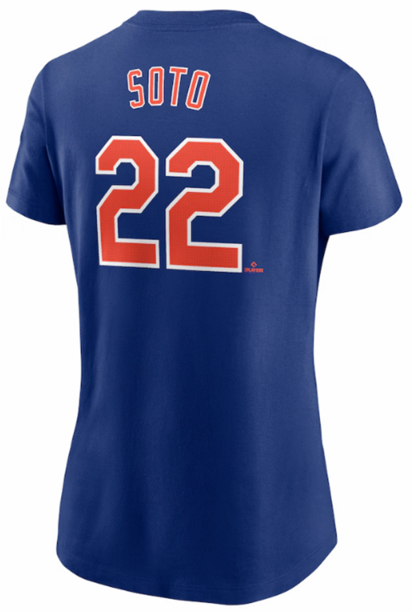 Juan Soto Ladies T-Shirt - Blue NY Mets Womens Fuse T-Shirt - Image 3
