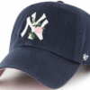 NY Yankees Clean Up Adjustable Cap - Navy with Rose