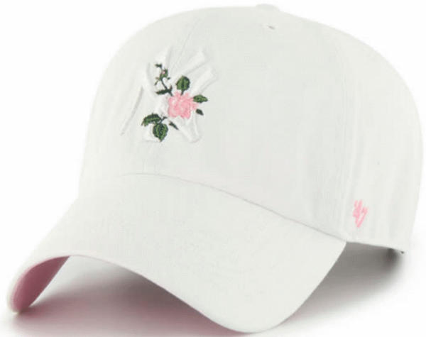 NY Yankees Clean Up Adjustable Cap - White with Rose