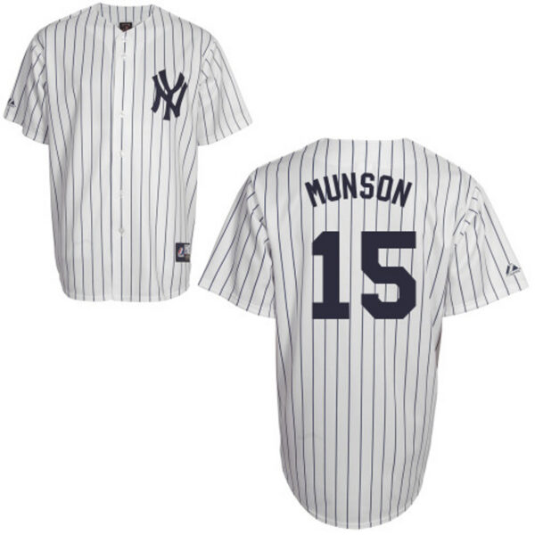 Thurman Munson Jersey - NY Yankees Pinstripe Cooperstown Replica Throwback Jersey - Image 4