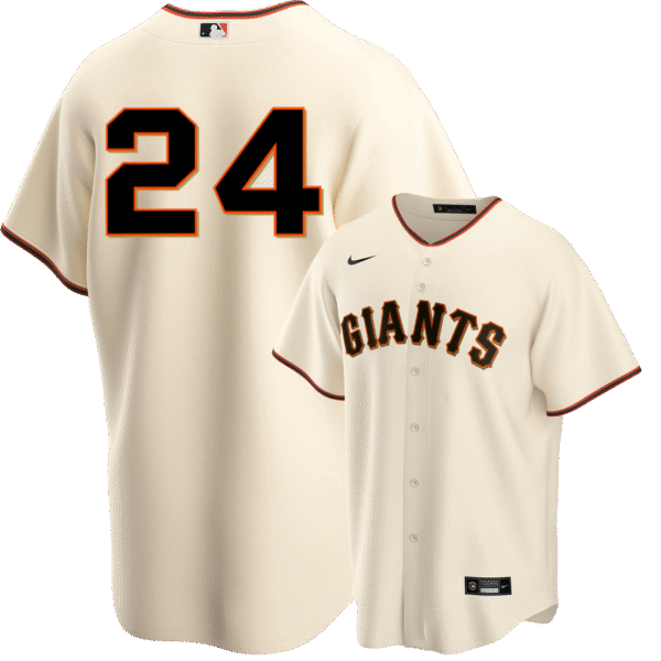 Willie Mays No Name Jersey - SF Giants Replica Adult Number Only Home Jersey