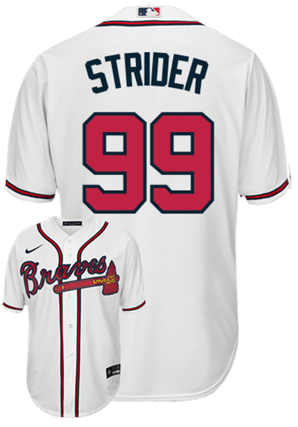 Spencer Strider Youth Jersey - Atlanta Braves Replica Kids Home Jersey